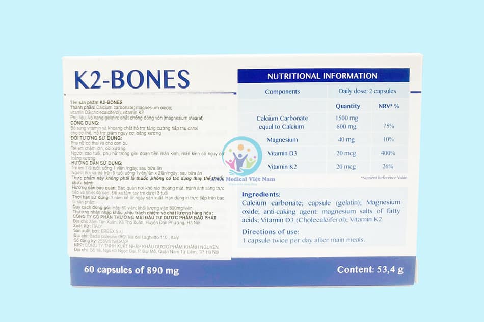 Thành phần của K2 - Bones