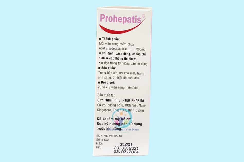 Thông tin trên bao bì hộp thuốc Prohepatis