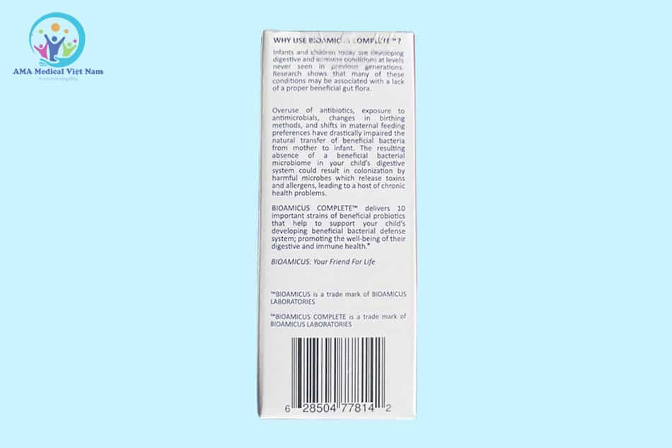 Mặt sau hộp BioAmicus Complete