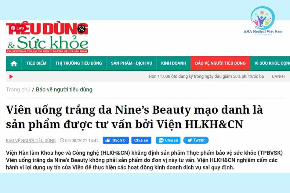 Báo Tiêu dùng & Sức khỏe đưa tin sản phẩm lừa đảo