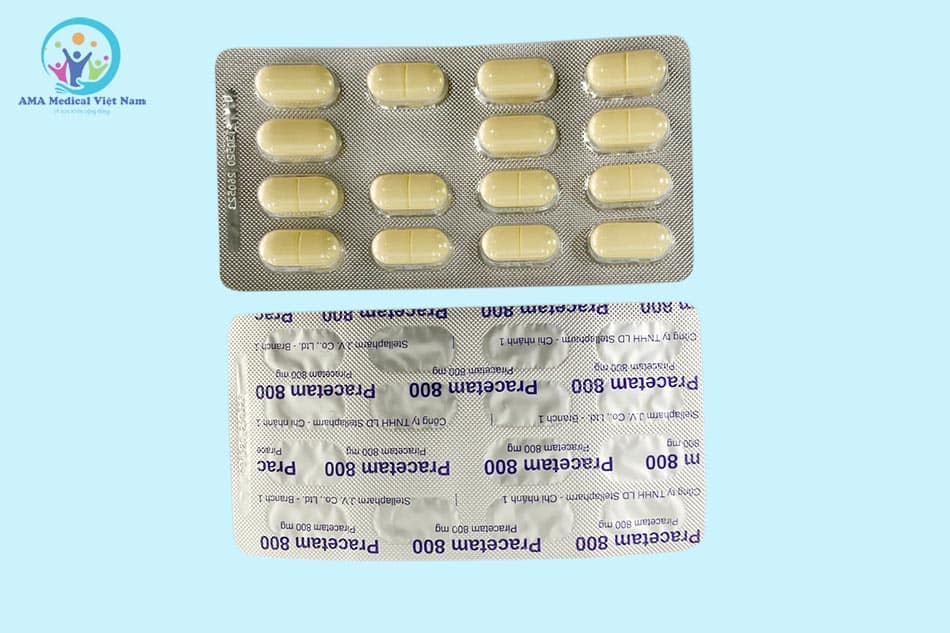 Vỉ 15 viên thuốc Pracetam