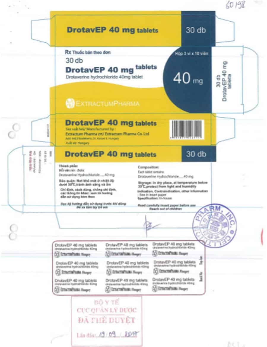 Bao bì thuốc DrotavEP 40mg