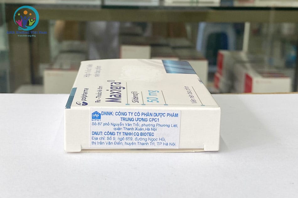 Mặt bên hộp thuốc Maxigra