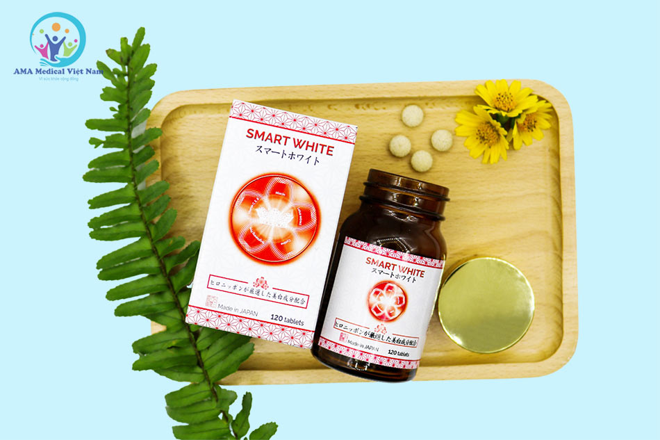 Hộp và lọ viên nén trắng da Smart White