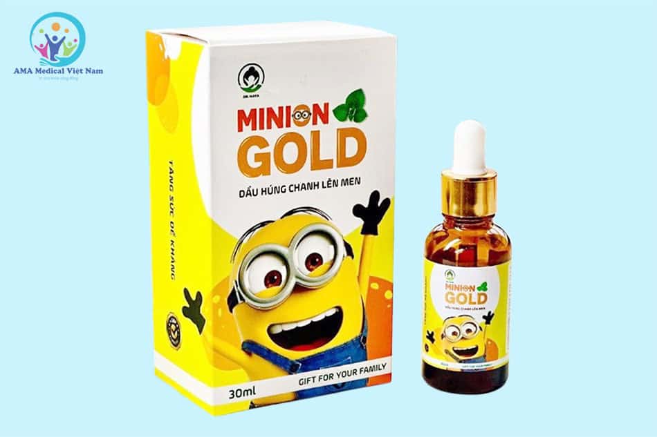 Hình ảnh: Hộp và lọ dầu húng chanh Minion Gold