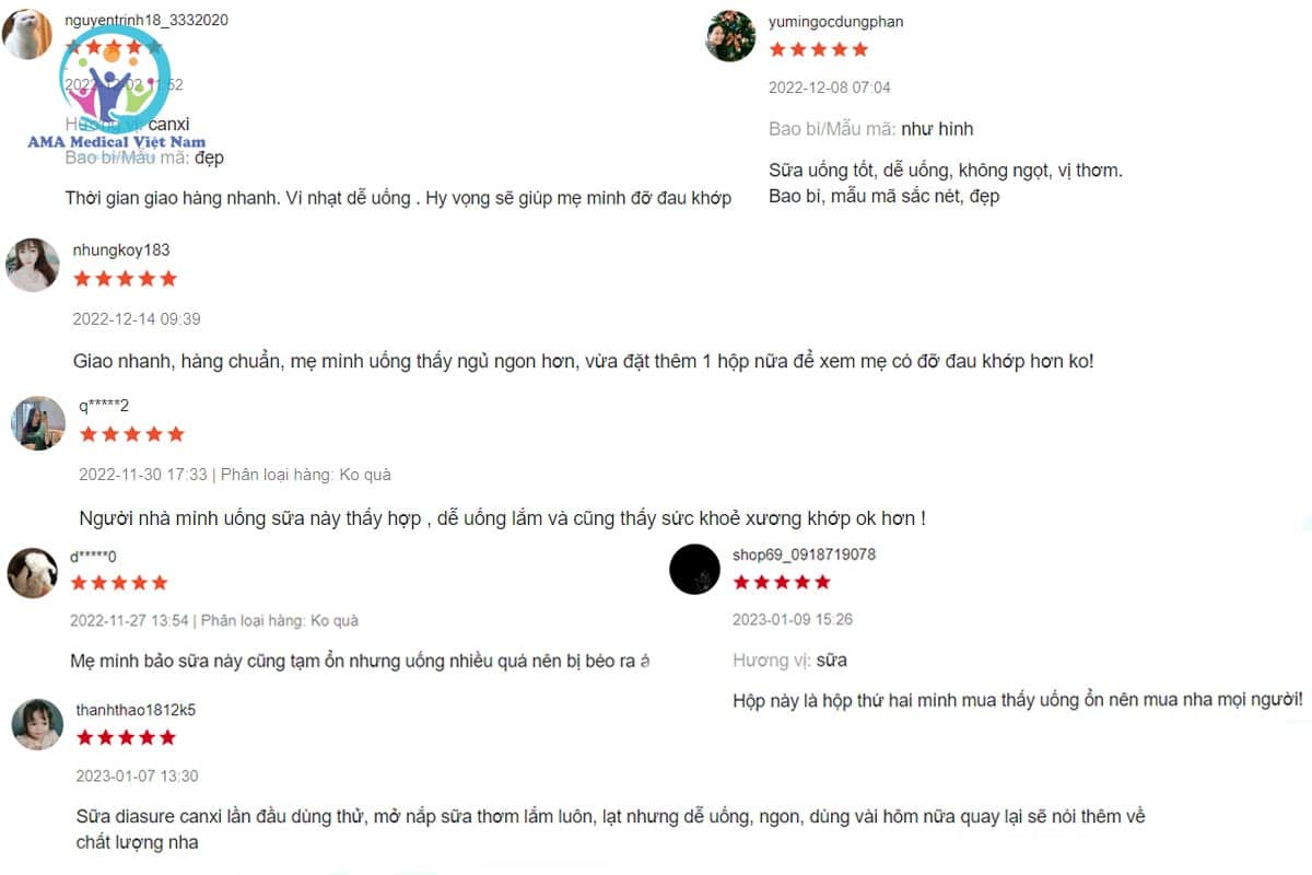 Review sữa Diasure Canxi từ người tiêu dùng