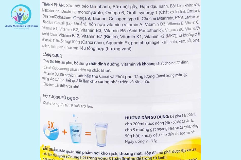 Cách sử dụng Sữa Healyn Canxi
