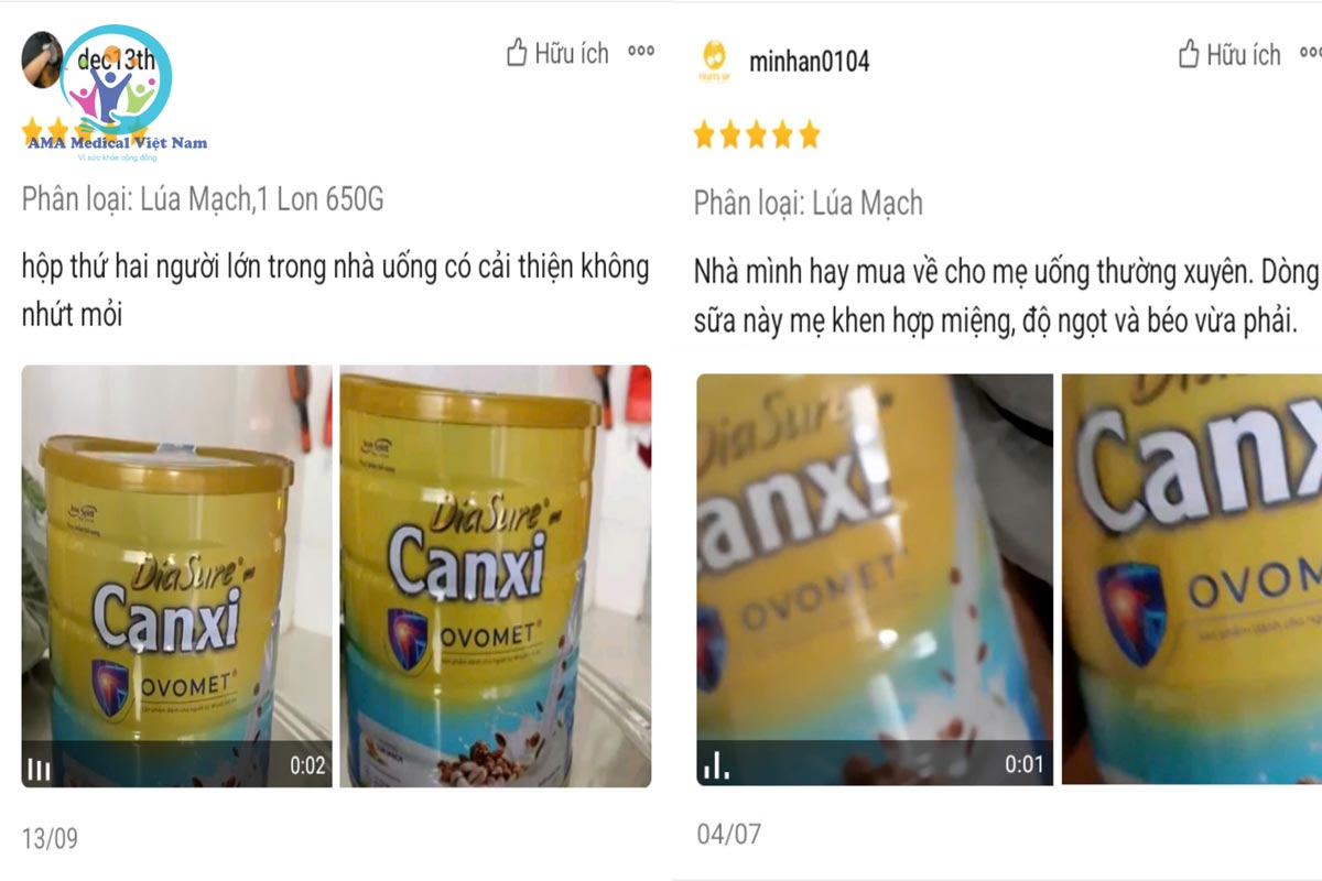 Đánh giá sữa Diasure Canxi Ovomet từ người dùng
