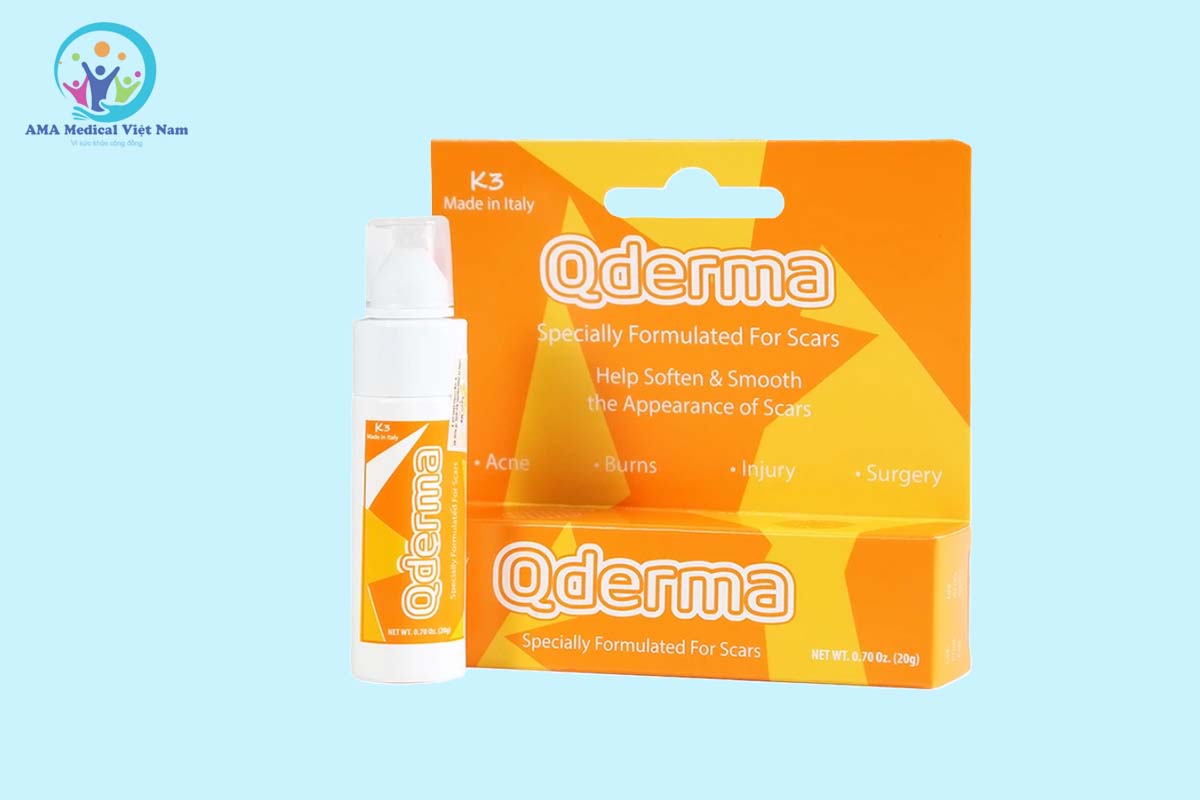 Hình ảnh hộp và tuýp sản phẩm gel Qderma
