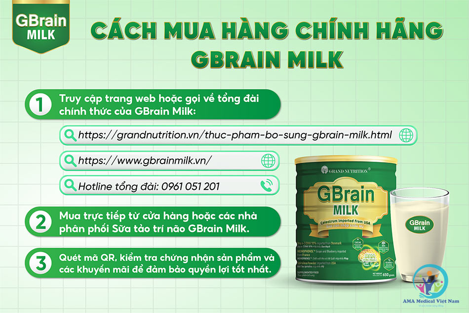 Những nơi uy tín để các mẹ mua được hàng chính hãng Sữa tảo trí não GBrain Milk